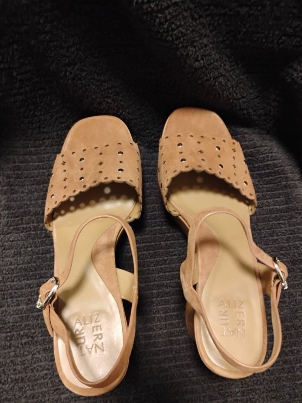 Naturalizer Women's Kira Block Heel Square Toe Platform Sandals in Brown size 12 - Picture 2 of 16